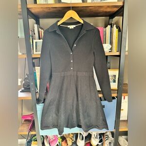 Boden Black Long Sleeve Ribbed Knit Dress